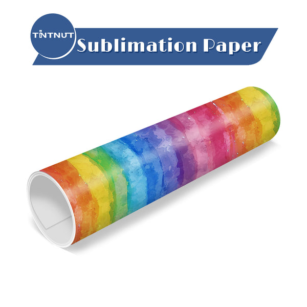 Tintnut Colorful Bright Rainbow Watercolor Pattern Sublimation Transfer Paper,Sublimation Transfer Sheets Compatible with Cricut for DIY Mugs,T-Shirts and Easy to use Weed.