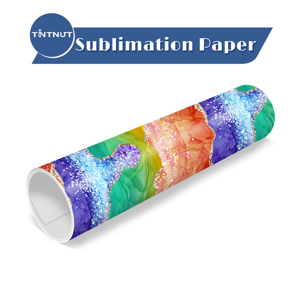 Tintnut Artistic Watercolor Rainbow Pattern Sublimation Transfer Paper,Sublimation Transfer Sheets Compatible with Cricut for DIY Mugs,T-Shirts and Easy to use Weed.
