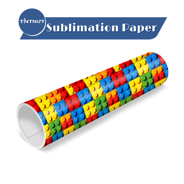 Tintnut Building Block Pattern Sublimation Transfer Paper,LEGO Pattern Permanent Transfer Sheets Compatible with Cricut for DIY Mugs,T-Shirts and Easy to use Transfer.