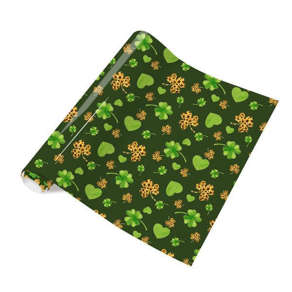 Tintnut St. Patrick's HTV Vinyl Green Vinyl Heat Transfer Iron on Vinyl Clover Patterned HTV for Fabrics Shamrock HTV Vinyl