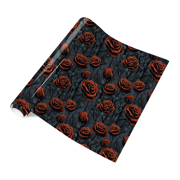 Tintnut Black Halloween HTV Red Rose and Skull Patterned HTV Iron on Vinyl for T-Shirts Bloody Hand Heat Transfer Vinyl