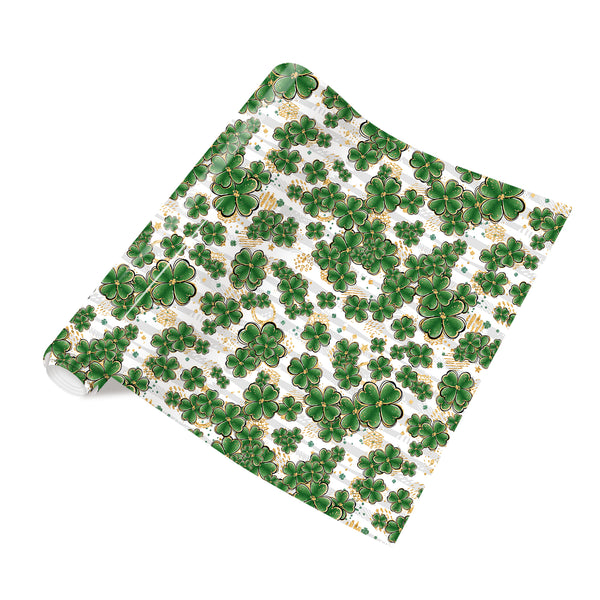 Tintnut St. Patrick's Vinyl Heat Transfer Green HTV Vinyl Clover Patterned HTV Vinyl Iron on Vinyl for Fabrics Shamrock HTV