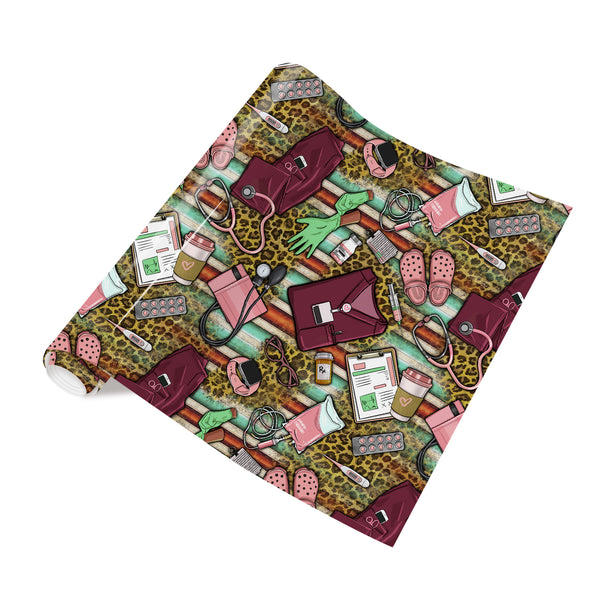 Tintnut Nurses Day Heat Transfer Vinyl Brown Colour HTV Patterned HTV for Fabric HTV Vinyl Iron on Vinyl for T-Shirts DIY