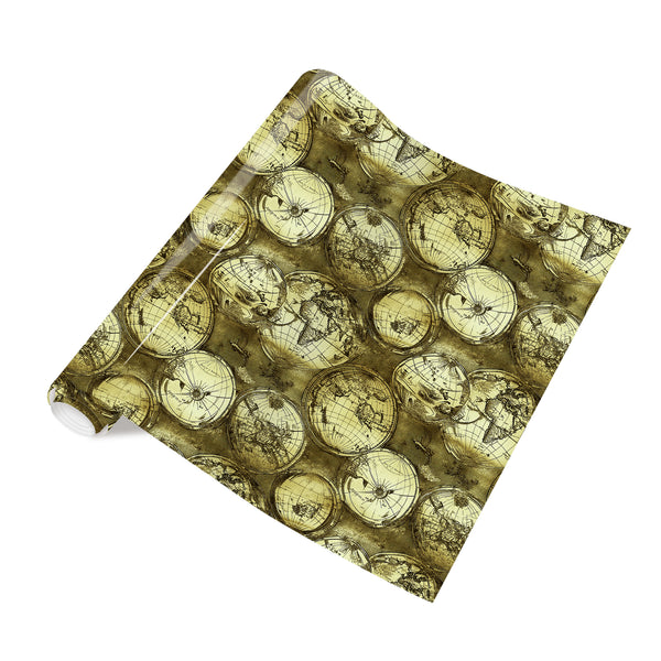 Tintnut Vintage Map Olive Green Retro Globe Pattern Heat Transfer Vinyl Patterned HTV for Fabric Iron on Vinyl for T-Shirts