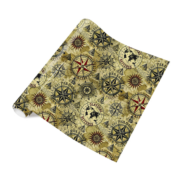 Tintnut Vintage Map Olive Retro Compass Pattern Heat Transfer Vinyl Patterned HTV for Fabric Iron on Vinyl for T-Shirts