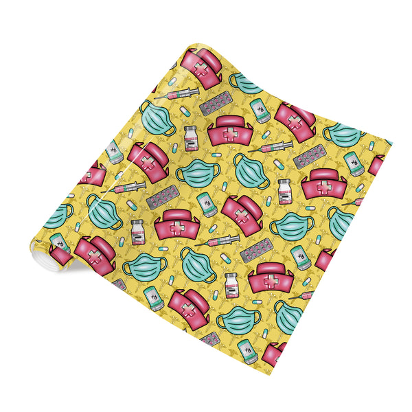 Tintnut Nurses Day Heat Transfer Vinyl Yellow Color HTV Patterned HTV for Fabric HTV Vinyl Iron on Vinyl for T-Shirts DIY