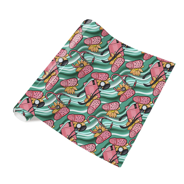 Tintnut Nurses Day Heat Transfer Vinyl Pink And Dark Green Color HTV Patterned HTV for Fabric HTV Vinyl Iron on Vinyl for T-Shirts DIY