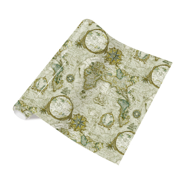 Tintnut Vintage Map Beige Retro Map Pattern Heat Transfer Vinyl Patterned HTV for Fabric Iron on Vinyl for T-Shirts