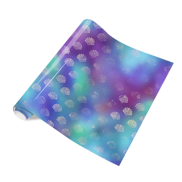 Tintnut Deep-sea Mermaid Heat Transfer Vinyl Dreamy Shell Deep Purple and Green Gradient Patterned HTV Iron on Vinyl for T-Shirts, Clothing & Bags