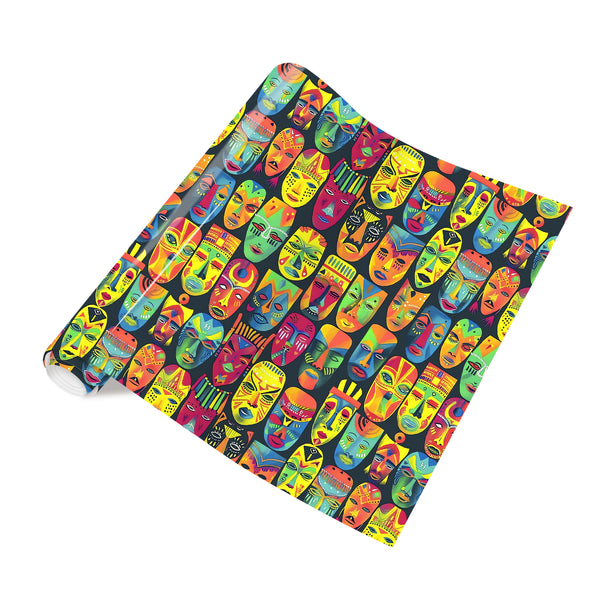 Tintnut African Tribal Multicolor Face Pattern Heat Transfer Vinyl Patterned HTV for Fabric Iron on Vinyl for T-Shirts