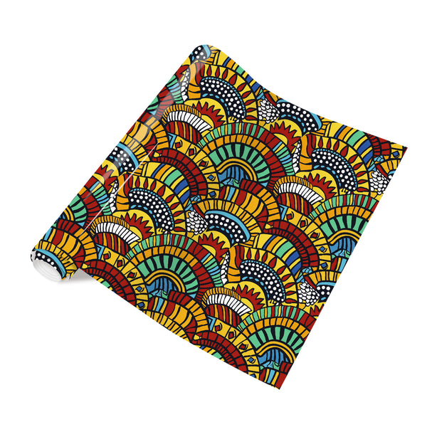 Tintnut African Tribal Multicolor Geometric Pattern Heat Transfer Vinyl Patterned HTV for Fabric Iron on Vinyl for T-Shirts