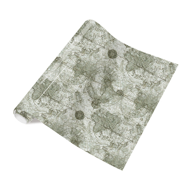 Tintnut Vintage Map Gray Retro Map Pattern Heat Transfer Vinyl Patterned HTV for Fabric Iron on Vinyl for T-Shirts