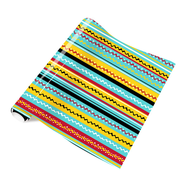 Tintnut Classic Mexican Heat Transfer Vinyl Yellow and Blue Stripes Patterned HTV for Fabric HTV Vinyl Iron on Vinyl for T-Shirts DIY