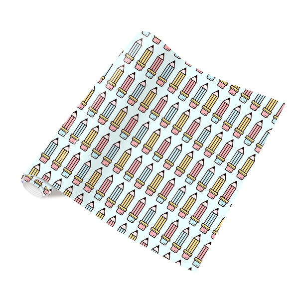 Tintnut Teachers' Day Blue Pencils  Heat Transfer Vinyl Patterned HTV for Fabric Iron on Vinyl for T-Shirts Clothing