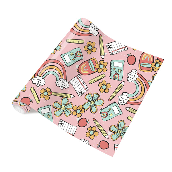 Tintnut Teachers' Day Pink Rainbow Heat Transfer Vinyl Patterned HTV for Fabric Iron on Vinyl for T-Shirts Clothing