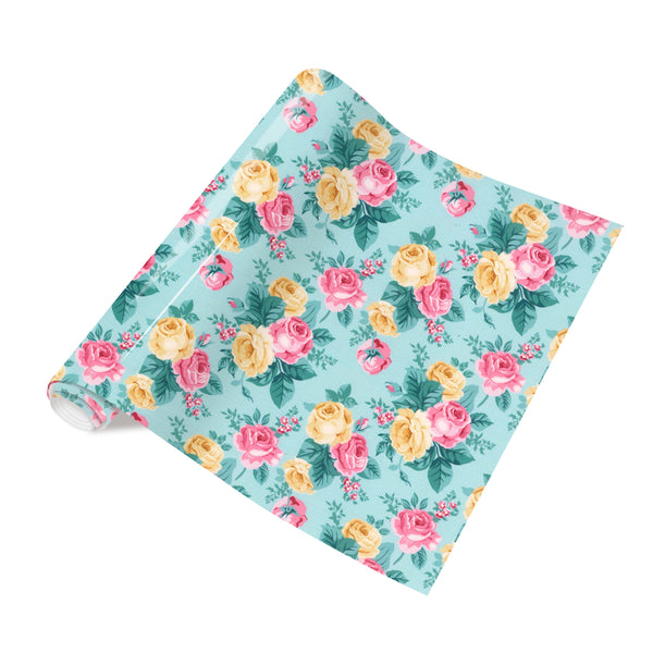 Tintnut Blue Flower Heat Transfer Vinyl Rose Floral Pattern HTV Iron On Vinyl DIY T-Shirts Hats Clothes Canvas Bags