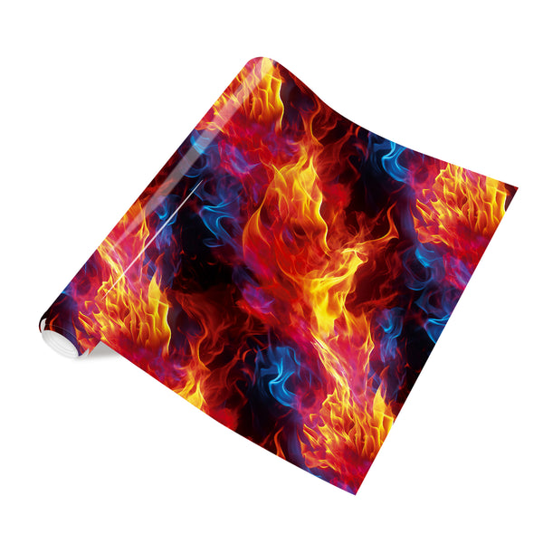 Tintnut Orange Blue Flame HTV Heat-Transfer-Vinyl Burning Fire Patterned HTV Iron on Vinyl Fire Heat Transfer Vinyl for T-Shirts Hats Clothing DIY