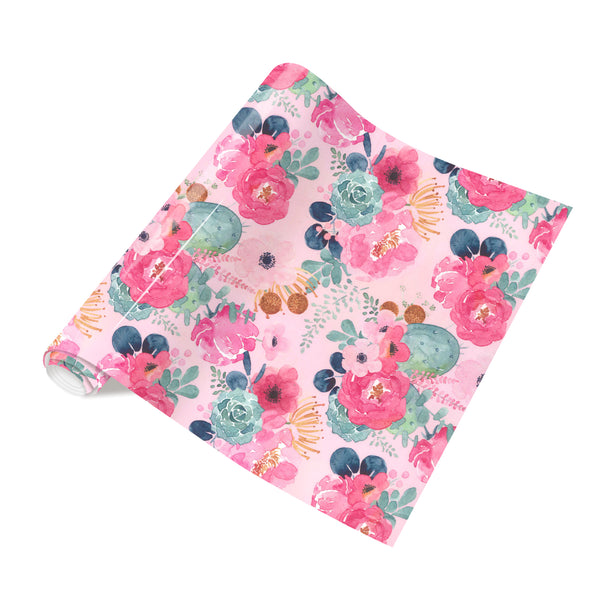 Tintnut Pink Flower Heat Transfer Vinyl Rose Floral Pattern HTV Iron On Vinyl DIY T-Shirts Hats Clothes Canvas Bags