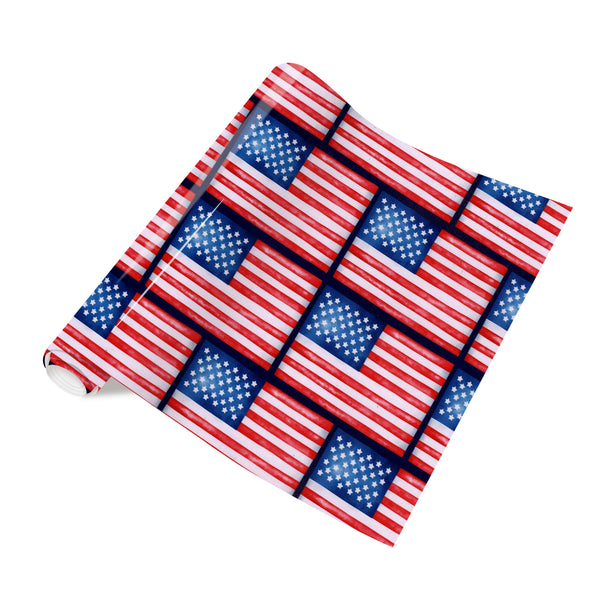 Tintnut Retro Flag American Flag Heat Transfer Vinyl Patriotic Navy Stars Independence Day Iron On Vinyl