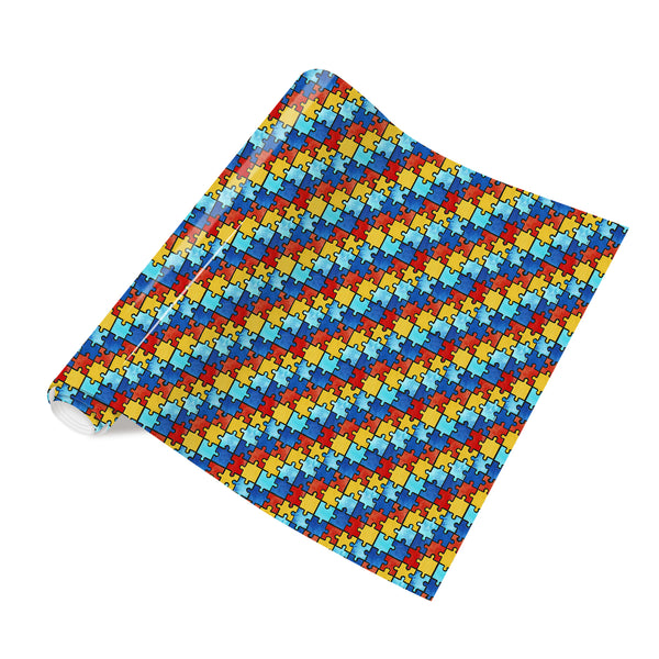 Tintnut Puzzle Pieces HTV Vinyl Autism Awareness Puzzles Craft Cutter HTV Vinyl Rainbow Color Pattern Printed Iron on Vinyl