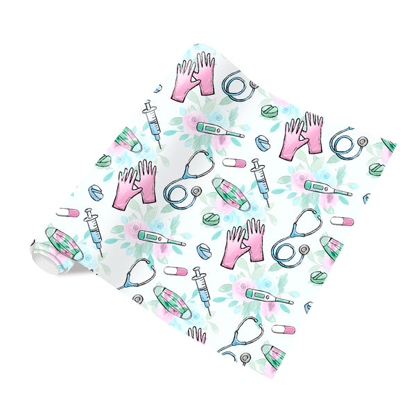 Tintnut Medical Stethoscope Patterned HTV Vinyl Hospital Nurse HTV Vinyl Heat Transfer for Fabrics HTV Iron on Vinyl DIY