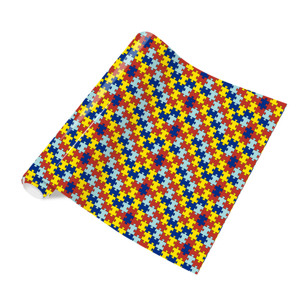 Tintnut Autism Awareness Puzzles Heat Transfer Vinyl Puzzle Pieces Craft Cutter HTV Vinyl Rainbow Color Pattern Printed Iron on Vinyl