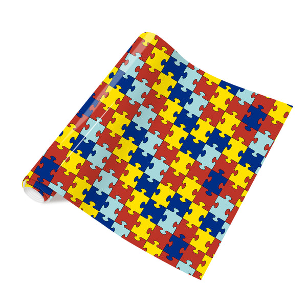 Tintnut Puzzle Pieces Heat Transfer Viny Autism Awareness Puzzles Craft Vinyl Rainbow Color Pattern Printed Iron on Vinyl