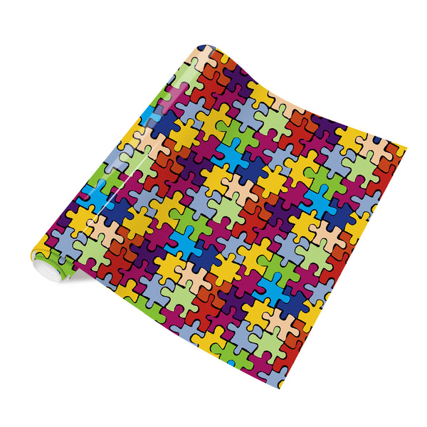 Tintnut Autism Awareness Puzzles Vinyl Heat Transfer Puzzle Pieces Craft Cutter HTV Vinyl Rainbow Color Pattern Printed Iron on Vinyl
