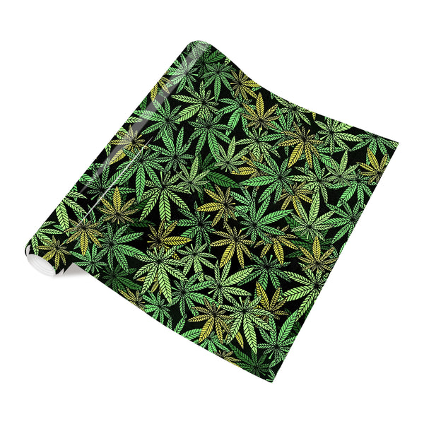 Tintnut Rasta Cannabis Patterned HTV Vinyl Heat Transfer Marijuana Leaves Pattern HTV Iron-On Vinyl Tree Leaf HTV for T-Shirts