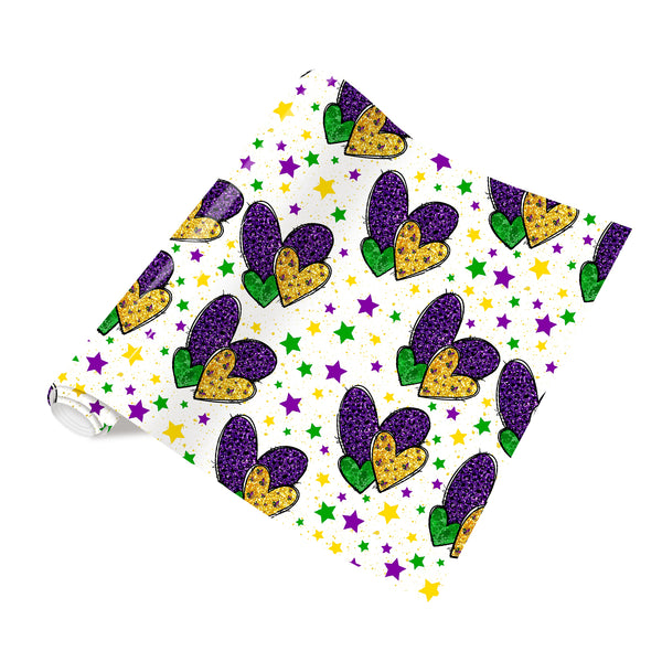 Tintnut Mardi Gras HTV Purple HTV Vinyl Mardi Gras Patterned HTV Heat Transfer Vinyl for T-Shirts