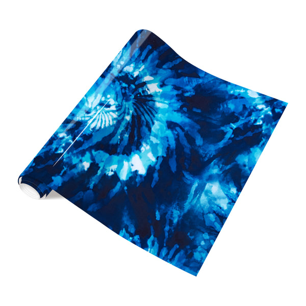 Tintnut Pure Blue Tie dye HTV Heat Transfer Vinyl Iron on Vinyl Seamless Swirl Patterned HTV for Tshirts DIY