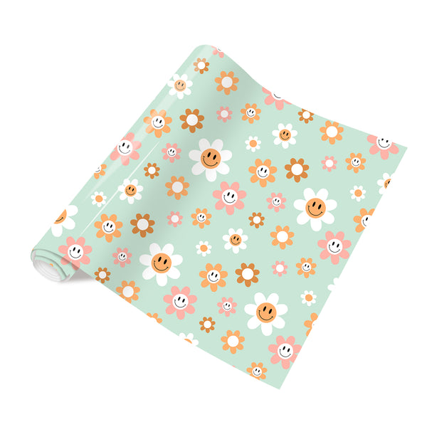 Tintnut Retro HTV Vinyl Heat Transfer Vinyl Groovy Heat Transfer Vinyl Daisy Patterned HTV Iron on Vinyl for Tshirts DIY