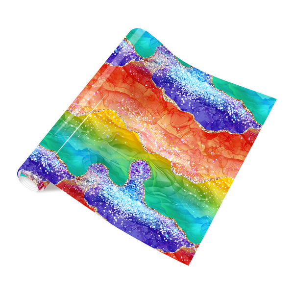 Tintnut Artistic Watercolor Rainbow Heat Transfer Vinyl Patterned HTV for Fabric Iron on Vinyl for T-Shirts