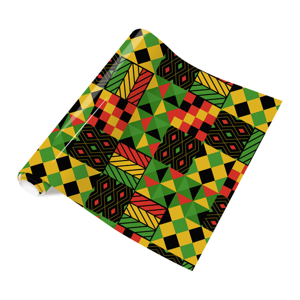 Tintnut Kwanzaa Vinyl Heat Transfer African Amercian Pattern Vinyl Heat Transfer Kente Iron on Vinyl for Clothes DIY