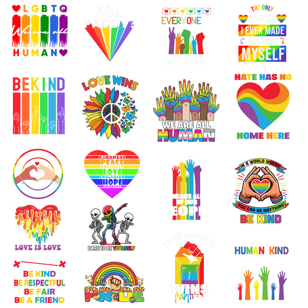 Tintnut Minimalist Rainbow DTF Transfers Ready to Press Iron on Transfers-18 Sheets Rainbow Love Pattern Iron on Decals for T-Shirts Clothing Heat Transfer Iron on Stickers for Canvas Bag Design ﻿