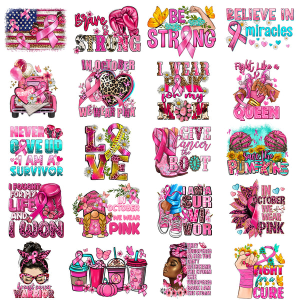 Tintnut Western Leopard Print Red Ribbon DTF Transfers Ready to Press Iron on Transfers-20 Sheets Pink Ribbon Pattern Iron on Decals for T-Shirts Clothing Heat Transfer Iron on Stickers for Canvas Bag Design ﻿