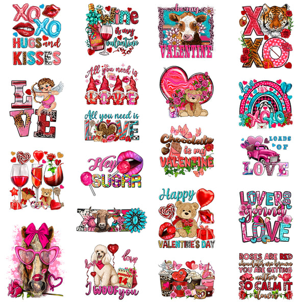 Tintnut Western Valentine's Day DTF Transfers Ready to Press Iron on Transfers-20 Sheets Cowboy Love Pattern Iron on Decals for T-Shirts Clothing Heat Transfer Iron on Stickers for Canvas Bag Design